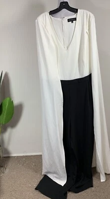 eloquii Mujer Negro Blanco Capa Mono, Talla 24 Foto 1 de 4