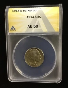 1914-S Buffalo Nickel, ANACS AU 50 - Picture 1 of 4