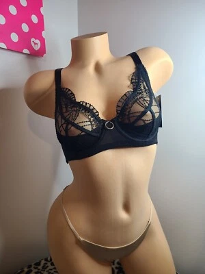 ❄️Nuevo con etiquetas Sujetador Demi de Encaje Bordado Frederick's "Fonda" Talla 32D Foto 1 de 4