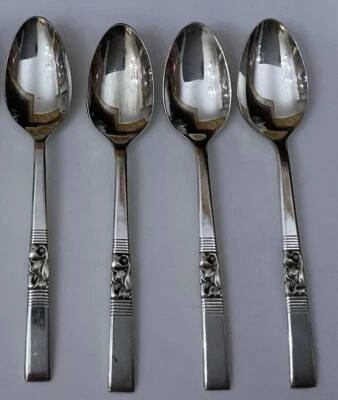 Vtg 4 Oneida Community Silver Plate MORNING STAR 11cm Coffee Teaspoons Cutlery - Image 1 of 4