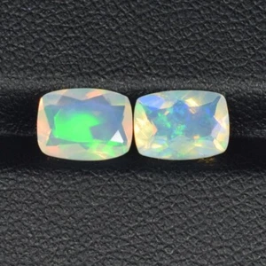1.86 Cts Color Full Ultra Fire Natural Ethiopia Opal 8 x 6 Cushion Pair..!!!! - Foto 1 di 2