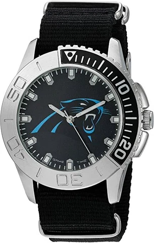 Carolina Panthers Watch Men's Black Nylon Strap NFL Gametime Cover