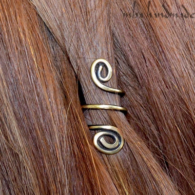 2 Piezas Espiral Latón Antiguo Vikingo Cabello Cuentas Barba Joyería Rasta Accesorio Foto 1 de 4