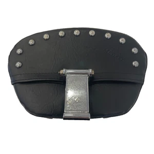 Mustang Chrome Studded Wide Touring Leather Low Driver Backrest Pad 08-24 Harley - Picture 1 of 15