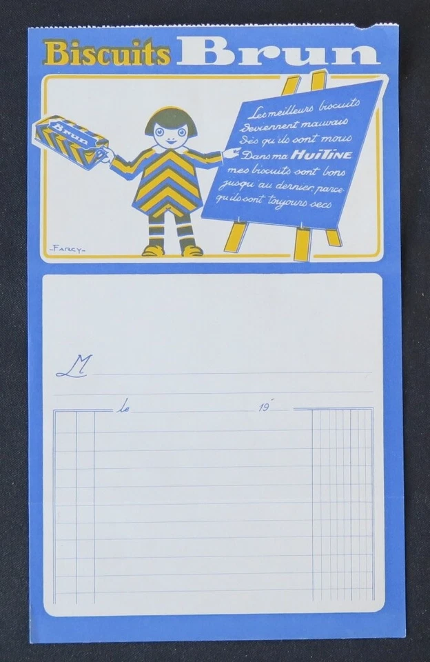 1930 LES GALLETAS MARRONES Escuela por FARCY coche ilustrado billhead 109 - Imagen 1 de 1