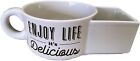 Life is Delicous 12oz 2 Compartment Ceramic Soup Mug