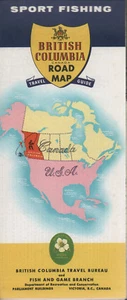 1960 Sport Fishing in British Columbia Road Map BC Travel Bureau NOS - Picture 1 of 1
