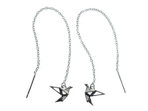 Hummingbird Necklace Earrings Rhinestone Pendant Birds Silver - Picture 1 of 5