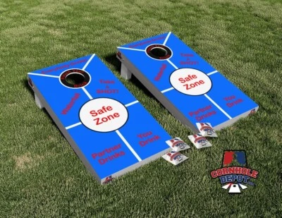 Juego de bebidas azul Cornhole Board vinilo envoltura pieles juego calcomanías laminadas juego de calcomanías Foto 1 de 4
