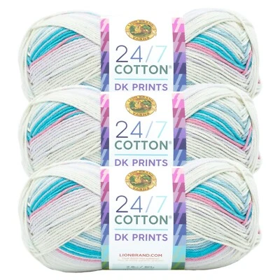 (3 Pack) Lion Brand Yarn 769-501R 24/7 Cotton DK Yarn, Magical - Image 1 of 4