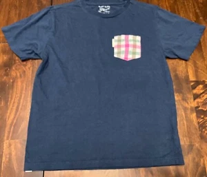 Marc Ecko Cut & Sew Navy Blue T-Shirt w/ Plaid Pocket Men’s Size Large - Picture 1 of 5
