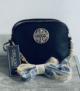 NWT ORIGINAL DELUXITY LOS ANGELES PVC LEATHER BAG BLACK VEGAN APPROVED HANDBAG - Picture 1 of 14