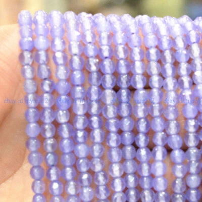Fashion Natural 4mm Faceted Lavender Jade Round Gemstone Loose Beads 15" AAA - Image 1 of 4