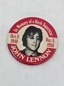 Vintage In Memory of John Lennon 1940 - 1980 Pinback Pin Button The Beatles 3" - Picture 1 of 3