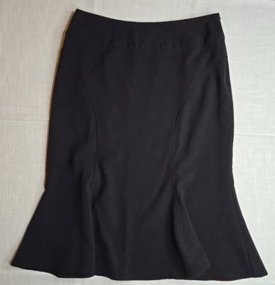 Falda acanalada Sunny Leigh para mujer talla 6 negra tejida línea A hasta la rodilla Foto 1 de 4