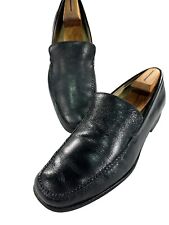 Johnston & Murphy Size 13M Sheepskin Slip on Black Leather Loafer