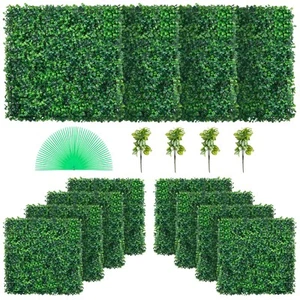 Uimoso 12pcs 20x20" Artificial Boxwood Wall Hedge Mat Plant Panels Grass Fence - Picture 1 of 12
