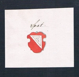 18. C. Spat Spatt Spad Handwriting Manuscript Emblem Manuscript Coat of Arms - Picture 1 of 1