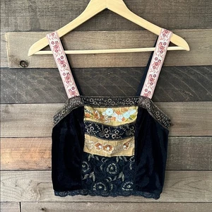 Neu mit Etikett Free People kurz geschnittenes Damen-Tanktop schwarz Samt - Bild 1 von 5