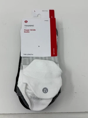 Lululemon Power Stride Tab Socks 3 Pack  White Gray Black Size Large 9-11 - Image 1 of 3