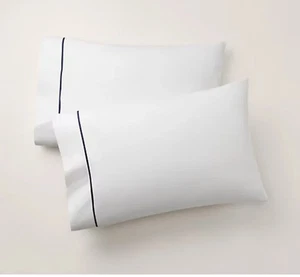 Ralph Lauren Organic Cotton Percale Palmer Pillow Cases Standard Polo Navy 2 Pc - Bild 1 von 5