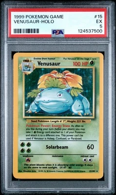 VENUSAUR 1999 Pokémon Base Unlimited Holo 15/102 - PSA 5 -500 - Image 1 of 2