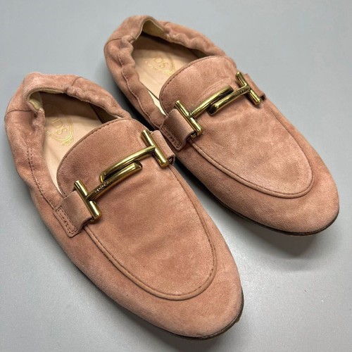 TOD’S Mocassini donna 5.5US Tod'S scarpe da ballo doppia T scamosciate 34 1 2 rosa pelle donna