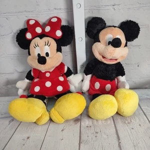 Disney Parks Mickey Mouse and Minnie Bean Bag Doll Stuffed Fuzzy Plush 11" NWT - Picture 1 of 7