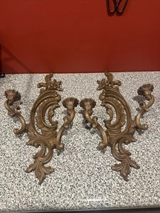 Pair of Vintage Syroco Wall Sconces 1967 Baroque Hollywood Regency MCM - Picture 1 of 4