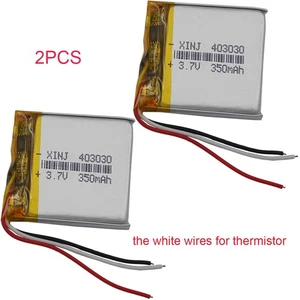 2pcs 3.7V 350mAh Li Battery 403030 Thermistor For GPS DashCam Bluetooth Speaker - Picture 1 of 4