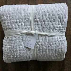 Pottery Barn Pickstitch Full Queen  Cotton Quilt Classic White NEW - Picture 1 of 6