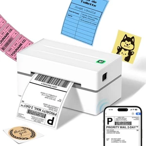 Bluetooth Thermal Label Printer, Wireless 4x6 Shipping Label Android iOS and Win - Afbeelding 1 van 8