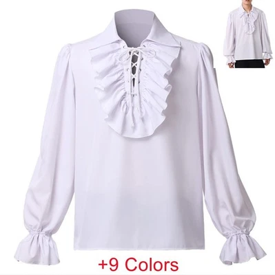 Camisa victoriana para hombre Camisa poeta vampiro Renacimiento medieval Mujeres Camisas piratas Foto 1 de 3