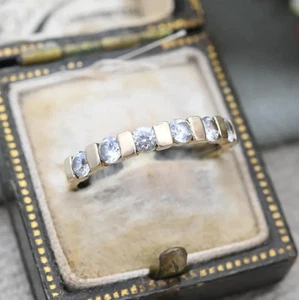 Vintage 9 kt Gold CZ Halb Creolen Ring Stab Set Halb Ewigkeit - Jubiläumsschmuck - Bild 1 von 9