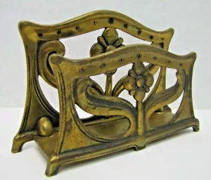 Arts & Crafts Blumen Messing Bronze Deko Kunst Brief Halter Regal Schreibtisch Kunst - Bild 1 von 12