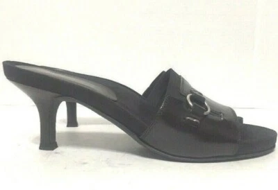 Босоножки Sesto Meucci Mule на низких каблуках без шнуровки с открытым носком черные кожаные женские размер 7 - Изображение 1 из 4