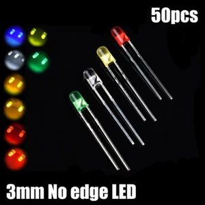 50 sztuk 3mm bez krawędzi jasna dioda emitująca światło LED zestaw komponentów do obwodu PCB - Zdjęcie 1 z 12