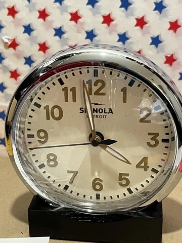 Shinola Detroit Desk Clock Chrome Cream Gold Runwell Cover