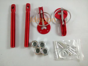 Kit de bloqueo de pasador de cierre con capucha abatible de montaje de aluminio JDM rojo - Imagen 1 de 1
