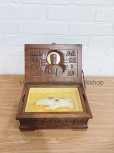 Wooden Ark with Icon of St. Nicholas (without a hand) 12.59" - Picture 1 of 12