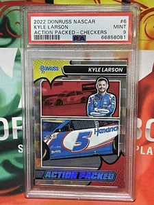 Donruss NASCAR 2022 Kyle Larson Action Packed Checkers #6 PSA 9 POP 1 - Imagen 1 de 2