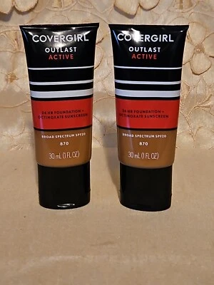 2-CoverGirl-Outlast-Active 24hr Foundation #870 TOASTED ALMOND-1 OZ.-EACH! READ! - Image 1 of 3