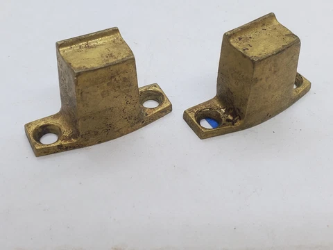 Lot of 2 Vintage Cabinet Latch Lock Keepers  Solid Brass Oa. Height 15/16"  N232 Cover