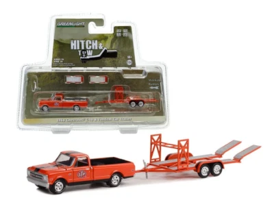 Greenlight 1968 Chevrolet C10 & Tandem Car Trailer Hitch & Tow  1/64 Diecast - Imagen 1 de 2