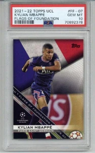 2021-22 Topps UCL FLAGS OF FOUNDATION KYLIAN MBAPPE PSG PSA 10 LOW POP 2 RARE - Bild 1 von 2
