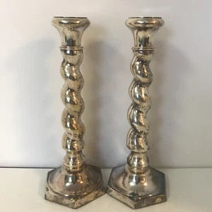 Pair of 12.25" Silver Spiral Candlesticks William Adams A Towle Company Heavy - Picture 1 of 5