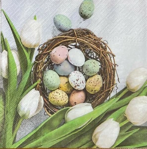 DOS servilletas individuales de papel decoupage para almuerzos flor de Pascua tulipán primavera - Imagen 1 de 5