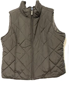 Down Puffer Vest Black Full Zip Quilted SJB Active Womens Size XL - Picture 1 of 7