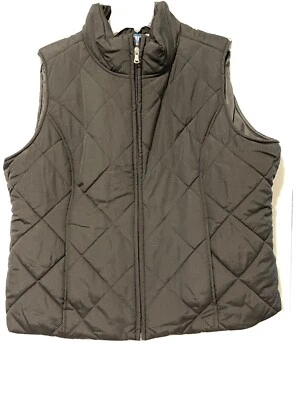 Down Puffer Vest Black Full Zip Quilted SJB Active Womens Size XL - Image 1 of 4
