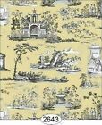 Dollhouse Miniature Wallpaper 1:12 Scale Rose Hill Toile Black on Yellow